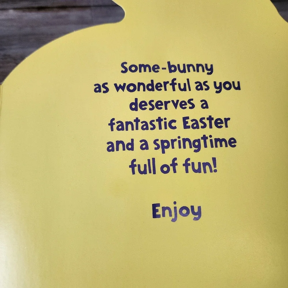 Easter Greeting Card Die Cut Bunny Rabbit Purple Ribbon Glitter Eggs Spring